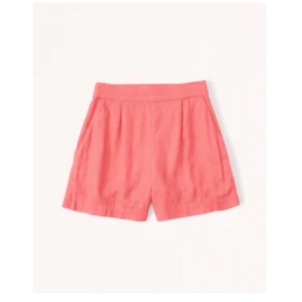 Abercrombie & Fitch Linen Blend Shorts - Coral/dark pink